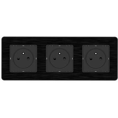 Zenitech Kouro Zwarte Driepolige Stopcontact - Inbouwcontactdoos Zenitech Kouro Zwarte Driepolige Stopcontact - Inbouwcontactdoos
