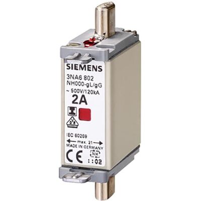 Siemens 3NA6822 LV HRC Zekeringverbinding, NH000, in: 63 A, gG, AC: 500 V, Un DC: 250 V, Combinatie-indicator, Geïsoleerde Grip nokken, Wit Siemens 3NA6822 LV HRC Zekeringverbinding, NH000, in: 63 A, gG, AC: 500 V, Un DC: 250 V, Combinatie-indicator, Geïsoleerde Grip nokken, Wit