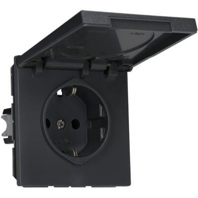 Jung AL 1520 KL AN Schuko contactdoos 16 A 250 V met klapdeksel serie LS antraciet 250 V Jung AL 1520 KL AN Schuko contactdoos 16 A 250 V met klapdeksel serie LS antraciet 250 V