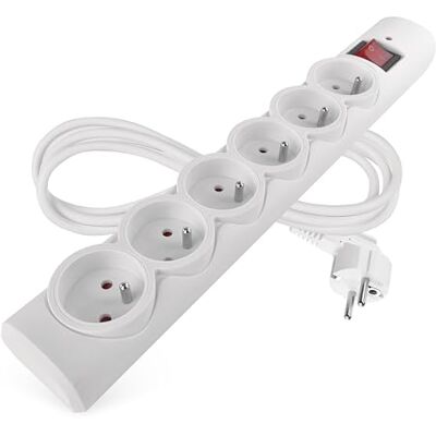 EMOS Overspanningsbeveiliging stekkerdoos met LED-display, 6-voudig, 1,5 m kabel 6 Franse stopcontacten voor binnen max. belasting 2300W / 10A PVC wit EMOS Overspanningsbeveiliging stekkerdoos met LED-display, 6-voudig, 1,5 m kabel 6 Franse stopcontacten voor binnen max. belasting 2300W / 10A PVC wit