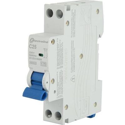 MARCA - Magnetisch-thermische zekering 25A 1P+N - Curve C - 4,5kA MARCA - Magnetisch-thermische zekering 25A 1P+N - Curve C - 4,5kA