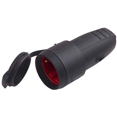 Meister Veiligheidscontactkoppeling rubber/kunststof zwart 250 V 16 250 V – maximale kabeldoorsnede 2,5 mm² – IP44 buiten – centrale invoer – Schuko-koppeling met knikbescherming Meister Veiligheidscontactkoppeling rubber/kunststof zwart 250 V 16 250 V – maximale kabeldoorsnede 2,5 mm² – IP44 buiten – centrale invoer – Schuko-koppeling met knikbescherming