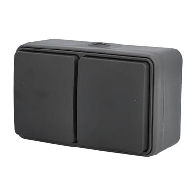 Unitec Stopcontact 2-voudig AP/FR Aqua, opbouw, geschikt voor vochtige ruimtes, IP54, voor binnen en buiten, antraciet, 1 stuk Unitec Stopcontact 2-voudig AP/FR Aqua, opbouw, geschikt voor vochtige ruimtes, IP54, voor binnen en buiten, antraciet, 1 stuk