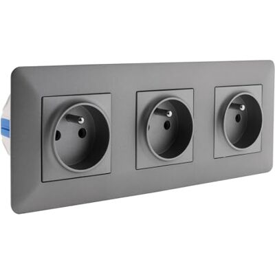 Zenitech Artezo Triple stopcontact 2P+T Titanium Zenitech Artezo Triple stopcontact 2P+T Titanium