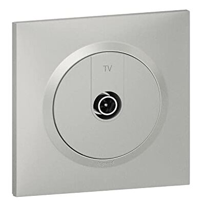 Legrand DOOXIE tv-stopcontact met vierkante aluminium plaat en klauwen blisterverpakking Legrand DOOXIE tv-stopcontact met vierkante aluminium plaat en klauwen blisterverpakking