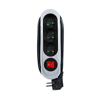 DEBFLEX Meervoudig stopcontact – meervoudig stopcontact – stekkerdoos – verlengkabel – multialuminium/zwart NOLA 3 stopcontacten 2P + T 16 A met schakelaar DEBFLEX Meervoudig stopcontact – meervoudig stopcontact – stekkerdoos – verlengkabel – multialuminium/zwart NOLA 3 stopcontacten 2P + T 16 A met schakelaar