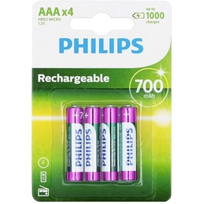 Philips Multi Life NiMH batterij AAA Micro 700 mAh 4-pack Philips Multi Life NiMH batterij AAA Micro 700 mAh 4-pack
