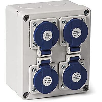 Famatel 3065 – 4 socket droogdoos, 2P + TT Zijkant Famatel 3065 – 4 socket droogdoos, 2P + TT Zijkant