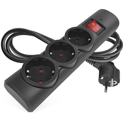 EMOS Overspanningsbeveiliging stekkerdoos met LED-indicator, 3-voudig, 1,5 m kabel 3 geaarde stopcontacten 45° gedraaid, schakelaar, verhoogde contactbescherming max. belasting 2300W / 10A PVC EMOS Overspanningsbeveiliging stekkerdoos met LED-indicator, 3-voudig, 1,5 m kabel 3 geaarde stopcontacten 45° gedraaid, schakelaar, verhoogde contactbescherming max. belasting 2300W / 10A PVC