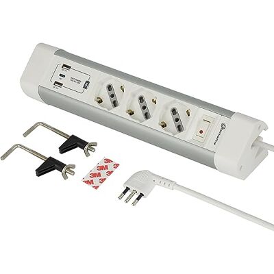 ELECTRALINE - 61920 - 2 USB-A 1 USB-C - Power strip ELECTRALINE - 61920 - 2 USB-A 1 USB-C - Power strip