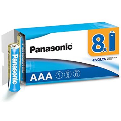 Panasonic EVOLTA TECHNOLOGY INSIDE, AAA Micro LR03, 8-pack in plasticvrije verpakking, 1,5 V, premium batterij met langdurige energie, alkalinebatterij Panasonic EVOLTA TECHNOLOGY INSIDE, AAA Micro LR03, 8-pack in plasticvrije verpakking, 1,5 V, premium batterij met langdurige energie, alkalinebatterij
