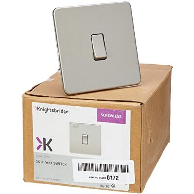 Knightsbridge Schroefloze 10AX 1G 2-weg schakelaar geborsteld chroom Knightsbridge Schroefloze 10AX 1G 2-weg schakelaar geborsteld chroom