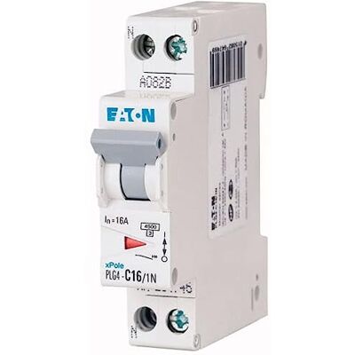 Eaton 264746 PLG4-C16/1N MODULAIRE SPANKER PH/N Wit Grijze Controller 1P+N / 16 A C Curve Schroefaansluiting Eaton 264746 PLG4-C16/1N MODULAIRE SPANKER PH/N Wit Grijze Controller 1P+N / 16 A C Curve Schroefaansluiting