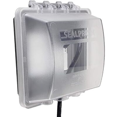Sealproof 2-voudig weerbestendige, afsluitbare stroomuitlaat behuizing 2-speed buitenstekker- en stekkerbescherming, UL Extra Duty-conform, 45 configuraties Sealproof 2-voudig weerbestendige, afsluitbare stroomuitlaat behuizing 2-speed buitenstekker- en stekkerbescherming, UL Extra Duty-conform, 45 configuraties