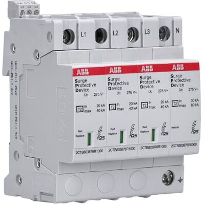 ABB OVR T2 3N 40 275 P TS SPD 3P+N 40KA QS TN-S/TT, 230/400V, 20kA In, 1,5kV Up, telesignaal contact, bestelnummer 2CTB803973R0500 ABB OVR T2 3N 40 275 P TS SPD 3P+N 40KA QS TN-S/TT, 230/400V, 20kA In, 1,5kV Up, telesignaal contact, bestelnummer 2CTB803973R0500