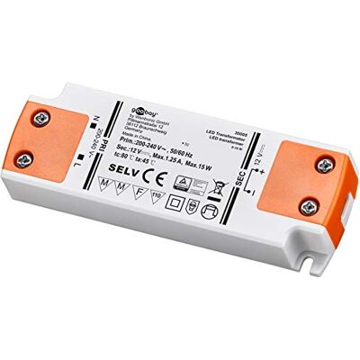 goobay 30.005 LED transformator 230V naar 12V LED Spot 12V Transformer 15W totale belasting LED driver 12V DC LED Driver 12V Transformer Geen flikkeren goobay 30.005 LED transformator 230V naar 12V LED Spot 12V Transformer 15W totale belasting LED driver 12V DC LED Driver 12V Transformer Geen flikkeren