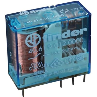 FINDER 40.61.9.012.0000-serie, 40 standaard, 12 Vcc, 1 schakeling, 8-polig, 16 A, mini-frame, drukcircuit, 29 x 25 x 12,4 mm FINDER 40.61.9.012.0000-serie, 40 standaard, 12 Vcc, 1 schakeling, 8-polig, 16 A, mini-frame, drukcircuit, 29 x 25 x 12,4 mm