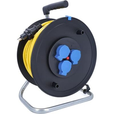 as - Schwabe as Schwabe Kabelhaspel, 25 m, K35 AT-N07V3V3-F 3G1,5, geel, IP44 voor buiten, met SEV T13-stekker IP55 en 3 x type 13 stopcontacten, thermische beveiligingsschakelaar, Made in Germany as - Schwabe as Schwabe Kabelhaspel, 25 m, K35 AT-N07V3V3-F 3G1,5, geel, IP44 voor buiten, met SEV T13-stekker IP55 en 3 x type 13 stopcontacten, thermische beveiligingsschakelaar, Made in Germany