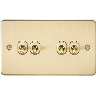 Knightsbridge 2-weg tuimelschakelaar, goud, geborsteld, dubbele, wandplaat, 87,5 mm x 87,5 mm Knightsbridge 2-weg tuimelschakelaar, goud, geborsteld, dubbele, wandplaat, 87,5 mm x 87,5 mm