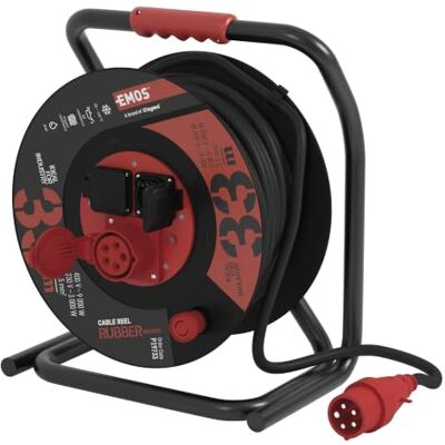 EMOS CEE-kabelhaspel 33 m 3 stopcontacten (1 CEE, 2 Schuko) waterdicht 230 V/400 V, 15 A, 2500 W/6400 W rubberen isolatie H07RN-F 2,5 mm2 IP44 voor buiten en camping EMOS CEE-kabelhaspel 33 m 3 stopcontacten (1 CEE, 2 Schuko) waterdicht 230 V/400 V, 15 A, 2500 W/6400 W rubberen isolatie H07RN-F 2,5 mm2 IP44 voor buiten en camping
