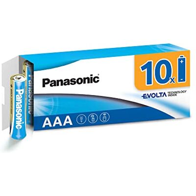 Panasonic EVOLTA TECHNOLOGY INSIDE LR03ETI/10CB, AAA Micro LR03, pak van 10 in plasticvrije verpakking, 1,5 V, premium batterij met langdurige energie, alkalinebatterij,10er Pack Panasonic EVOLTA TECHNOLOGY INSIDE LR03ETI/10CB, AAA Micro LR03, pak van 10 in plasticvrije verpakking, 1,5 V, premium batterij met langdurige energie, alkalinebatterij,10er Pack