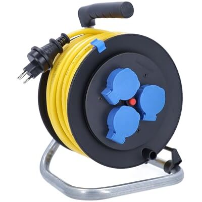 as - Schwabe as Schwabe Kabelhaspel, 50 m, K35 AT-N07V3V3-F 3G1,5, geel, IP44 voor buiten, met SEV T13-stekker IP55 en 3 x type 13 stopcontacten, thermische beveiligingsschakelaar, Made in Germany as - Schwabe as Schwabe Kabelhaspel, 50 m, K35 AT-N07V3V3-F 3G1,5, geel, IP44 voor buiten, met SEV T13-stekker IP55 en 3 x type 13 stopcontacten, thermische beveiligingsschakelaar, Made in Germany