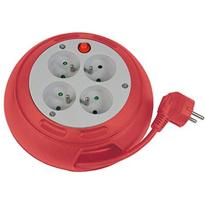 Gefom Enrouleur Compact 4 Prises Avec Interrupteur Thermique - 3m - Rouge Gefom Enrouleur Compact 4 Prises Avec Interrupteur Thermique - 3m - Rouge