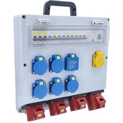 as - Schwabe as Schwabe Wandverdeler FIXO 14D MAX DAT+ bouwstroomverdeler 400V/32A IP44 met FI 40A 30mA, 1x CEE 32A, 3x CEE 16A, 5x Schuko, USB, 2x RJ45 CAT6 as - Schwabe as Schwabe Wandverdeler FIXO 14D MAX DAT+ bouwstroomverdeler 400V/32A IP44 met FI 40A 30mA, 1x CEE 32A, 3x CEE 16A, 5x Schuko, USB, 2x RJ45 CAT6
