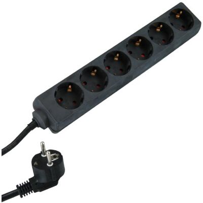 Unitec Tafelcontactdoos, 6-voudig, 3 m, H05VV-F 3G1,5 mm², zwart Unitec Tafelcontactdoos, 6-voudig, 3 m, H05VV-F 3G1,5 mm², zwart