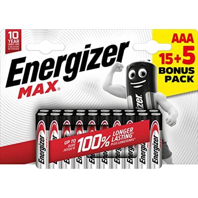 Energizer alkaline Max AAA alkaline batterijen, 15 + 5 stuks Energizer alkaline Max AAA alkaline batterijen, 15 + 5 stuks