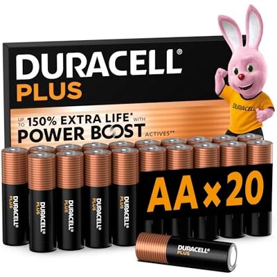 Duracell Plus AA Alkaline batterijen, 20 Stuks, 1.5V, LR06 Duracell Plus AA Alkaline batterijen, 20 Stuks, 1.5V, LR06