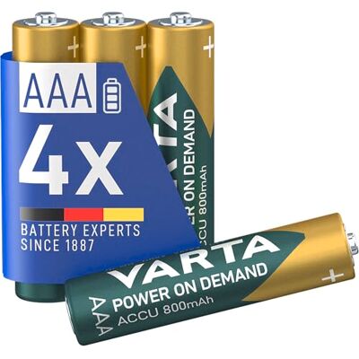 Varta oplaadbare accu Ready2Use AAA 800mAh 4-pack 4er Pack Chrom/Grün Varta oplaadbare accu Ready2Use AAA 800mAh 4-pack 4er Pack Chrom/Grün