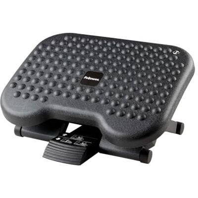 Fellowes Everyday Plus Ergonomische voetensteun met antislip onderkant, voetensteun voor bureau, voetsteun voor kantoor en thuis, zwart Fellowes Everyday Plus Ergonomische voetensteun met antislip onderkant, voetensteun voor bureau, voetsteun voor kantoor en thuis, zwart