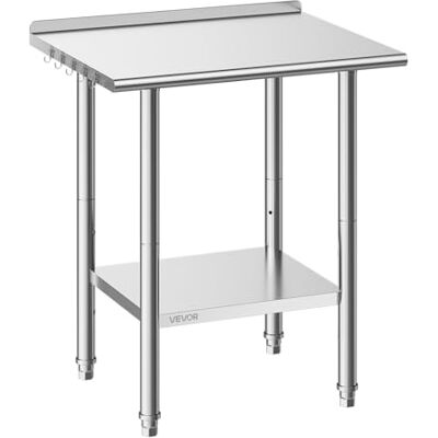VEVOR Keukenwerktafel van roestvrij staal zonder wielen, keukentafel 762 x 610 x 894 mm met 30 mm verhoging, plank onder plank 168 kg, restaurant, hotel, catering VEVOR Keukenwerktafel van roestvrij staal zonder wielen, keukentafel 762 x 610 x 894 mm met 30 mm verhoging, plank onder plank 168 kg, restaurant, hotel, catering