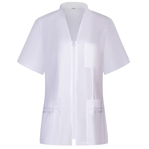 MISEMIYA Shirt voor dames sanitair uniform gastronomie 712, Blanco, M