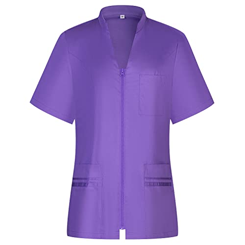 MISEMIYA Shirt voor dames sanitair uniform gastronomie 712, Lila, XXL