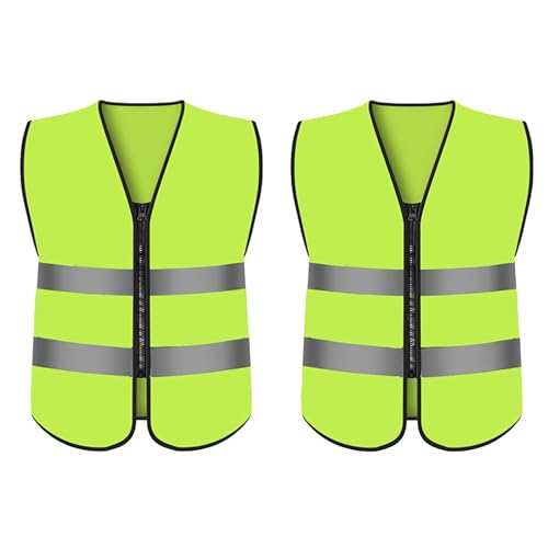 curfair 2 Stks Hoge Zichtbaarheid vest, hoge zichtbaarheid vest, punctuur vest, geel veiligheidsvest, reflector vest, auto accessoires, veiligheidsvest voor auto pech hulp, chauffeurs werknemers Stijl