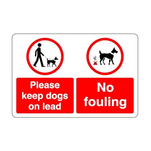 Safety First Display LTD Houd honden aan de lijn, geen vervuilend veiligheidsteken 3 mm Aluminium Dibond hoge zichtbaarheid en duurzaamheid voor binnen- en buitengebruik (400 mm x 300 mm) Zorgt voor veiligheid binnen 14 m