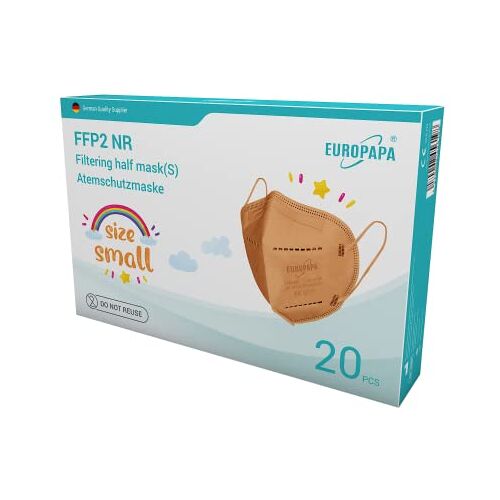 EUROPAPA ® 20x Oranje FFP2 masker S in klein formaat Maskers Ademhalingsmaskers 5-laags hygiënisch individueel verpakt EU 2016/425