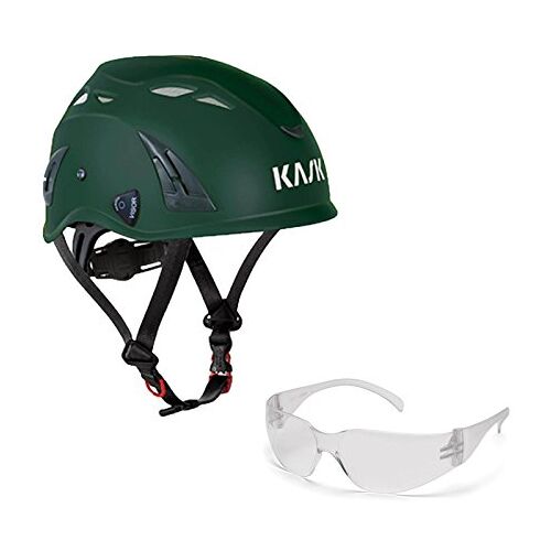 Kask Veiligheidshelm, bergbeklimmerhelm, industriële klimhelm Plasma AQ veiligheidshelm + veiligheidsbril helder EN 397, kleur: donkergroen