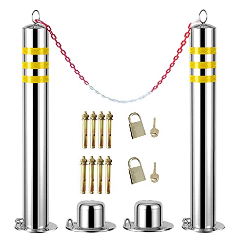 EYAKEG Parkeerpalen afsluitbaar, barrière 650 mm reflecterende wegmarkeringen verwijderbare parkeerpalen voor oprit (maat: 650x76 mm) (650x89 mm) () ()