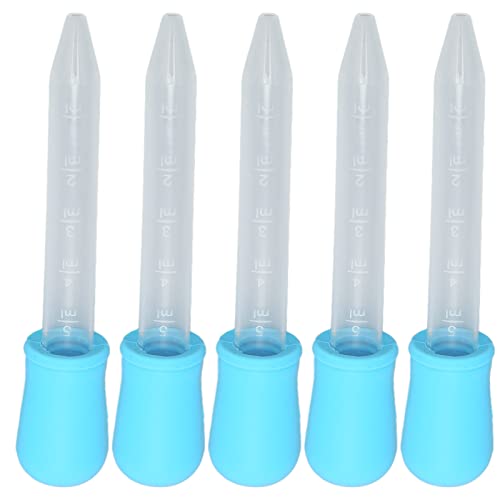 Cyllde Druppelaar 5 stks Vloeibare Druppelaar Siliconen Sieraden DIY Druppelaar Transferpipetten voor Epoxyhars Laboratorium Experiment Pipetten Druppelaar, eye Droppers(blauw)