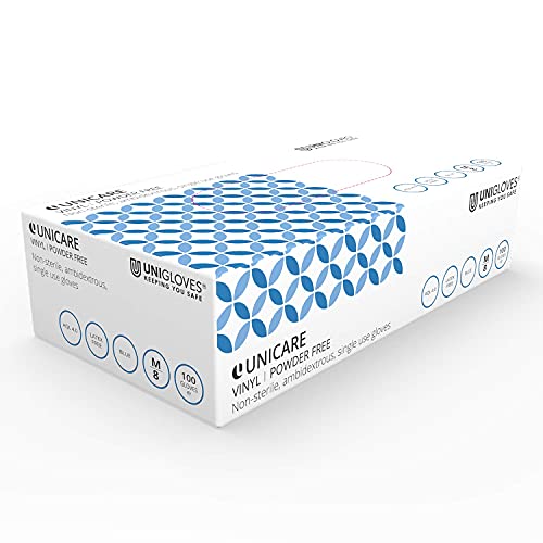 UNIGLOVES Unicare GS0084 Nitril poedervrije medische onderzoekshandschoenen, blauw, groot, 100 stuks