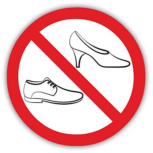 iSecur Verbodssticker, schoenen verboden, rond, Ø 20 cm, betreden van het oppervlak met schoenen niet toegestaan, straatschoenverbod I hin_294