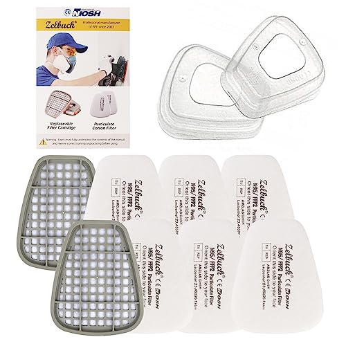 Zelbuck Filter voor ademhalingsmasker  deeltjesfilter voor stofmasker lakmasker ademhalingsbescherming halfmasker en gasmasker vervangingsfilter inlegfilter voor vol- en halfmasker 6 stuks (3 paar)