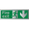 V Safety VSafety Fire Exit-Fire Pijl-omlaag bord 300mm x 100mm