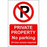 KPCM Display ltd Privé eigendom geen parkeren 24 toegang vereist teken Zelfklevende sticker 300mm x 200mm