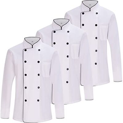 MISEMIYA Set van 3 eenheden -heren koksjas heren koksjas Hospitality Uniform Ref.842, wit 21, L MISEMIYA Set van 3 eenheden -heren koksjas heren koksjas Hospitality Uniform Ref.842, wit 21, L