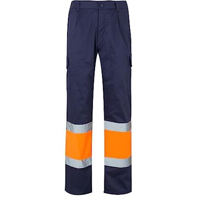 VELILLA 157 signaalbroek (maat S) kleur marineblauw en oranje fluorescerend Tweekleurige broek met meerdere zakken, reflecterende strepen, EN ISO 20471 gecertificeerd, elastische tailleband VELILLA 157 signaalbroek (maat S) kleur marineblauw en oranje fluorescerend Tweekleurige broek met meerdere zakken, reflecterende strepen, EN ISO 20471 gecertificeerd, elastische tailleband