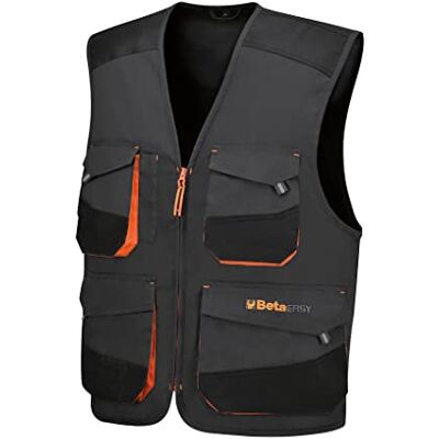 Beta 7907G Werkvest voor heren, meerdere zakken met ritssluiting, zwart, 100% 300D-nylon, voering 100% polyester met voering, waterdicht en duurzaam Beta 7907G Werkvest voor heren, meerdere zakken met ritssluiting, zwart, 100% 300D-nylon, voering 100% polyester met voering, waterdicht en duurzaam